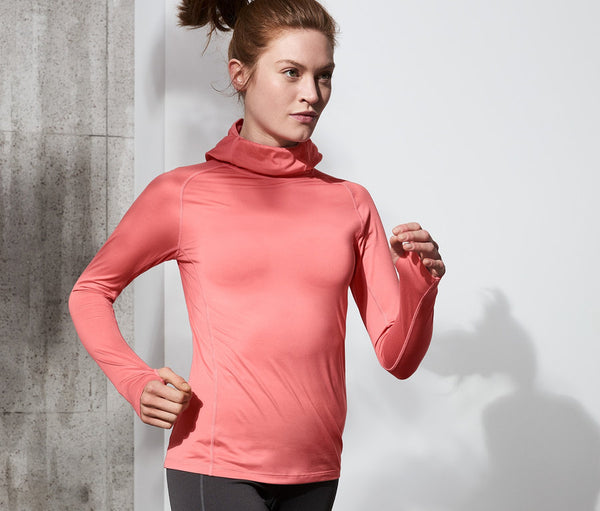 Women's sporty cotton sweatshirt with hood, pink 