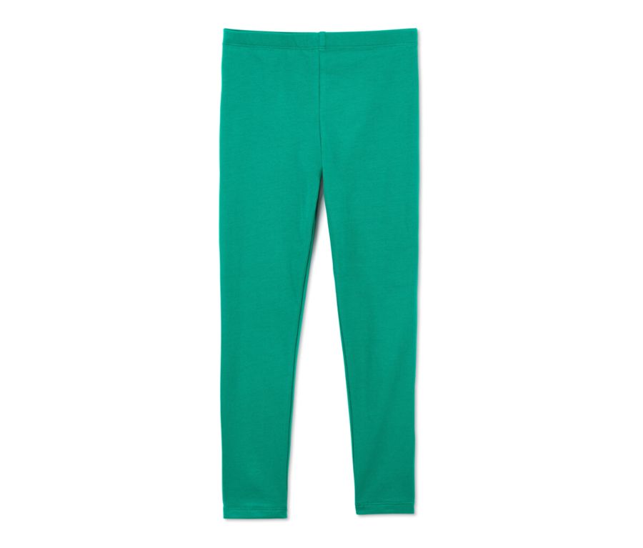 Set of 2 children's cotton leggings, blue and green 