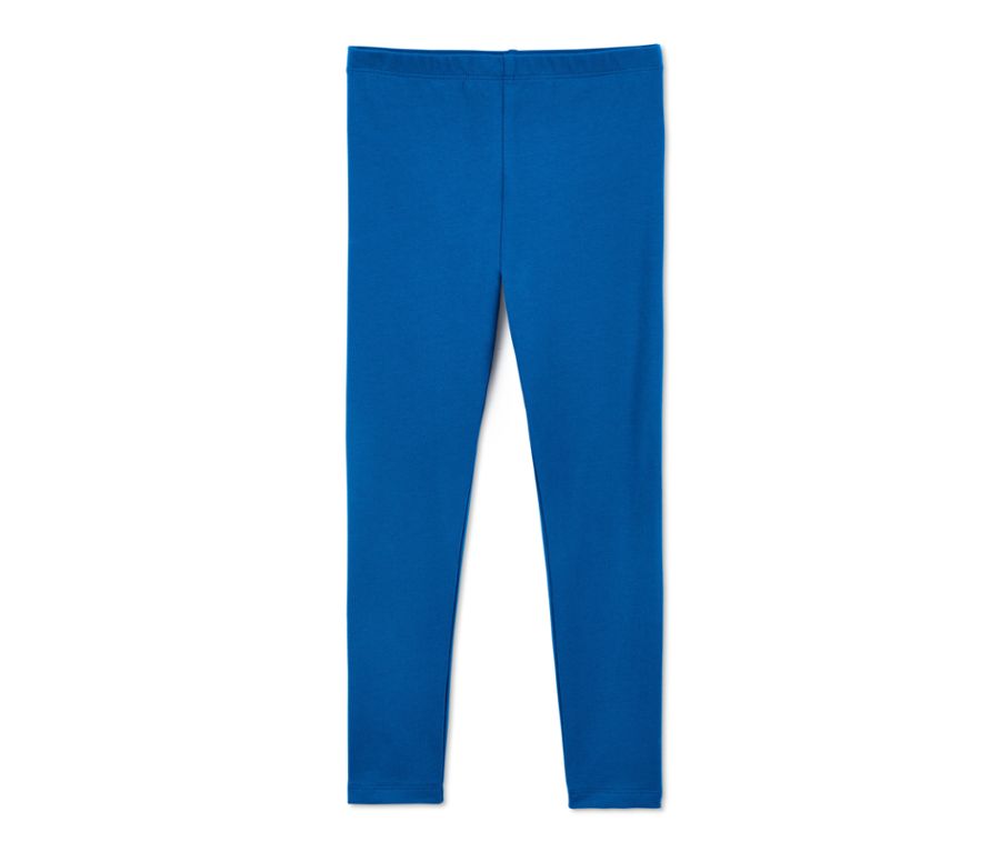 Set of 2 children's cotton leggings, blue and green 