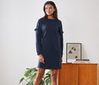Women's knitted open-back dress, black