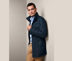 Men's waterproof quilted jacket, dark blue 