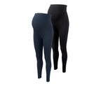 Set of 2 cotton maternity leggings, black and dark blue 