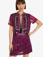 Desigual Елегантна пролетно-лятна рокля с бродерия и флорални мотиви