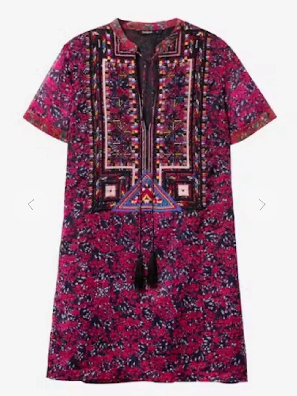 Desigual Елегантна пролетно-лятна рокля с бродерия и флорални мотиви