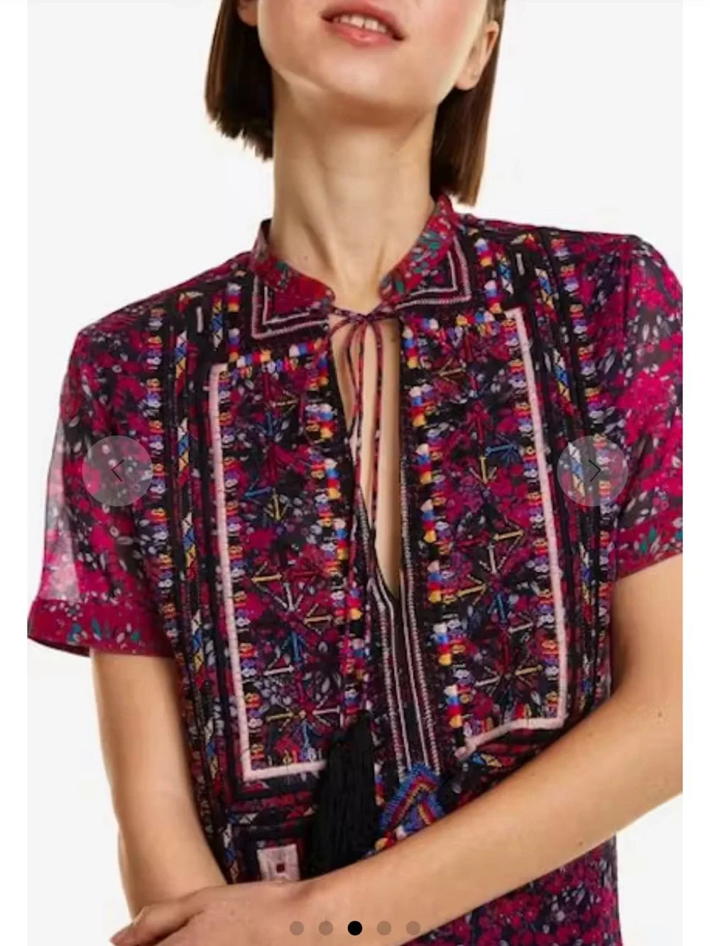 Desigual Елегантна пролетно-лятна рокля с бродерия и флорални мотиви