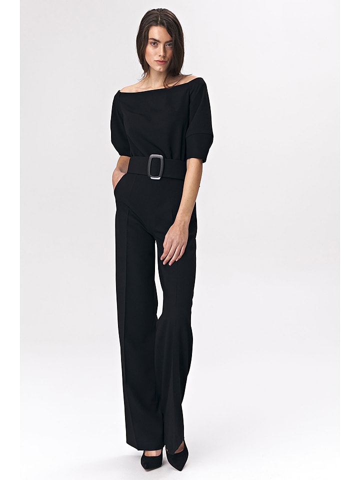 Nife Women's wide-leg jumpsuit, black 