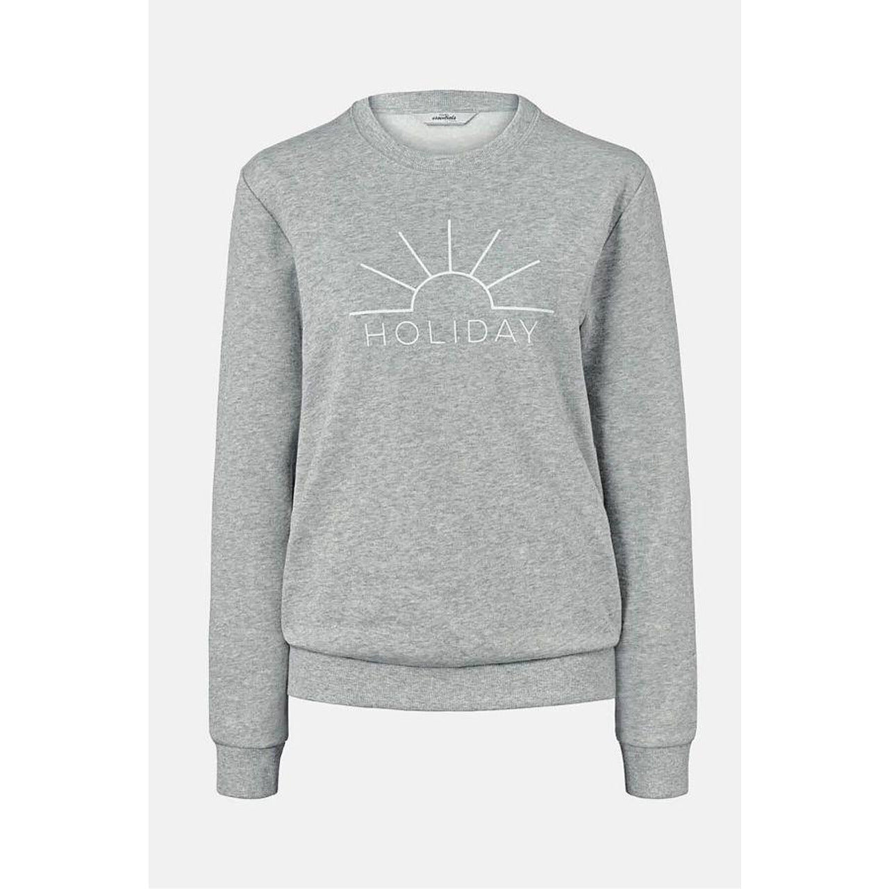 Памучна дамска блуза, сива с надпис HOLIDAY, S 36/38