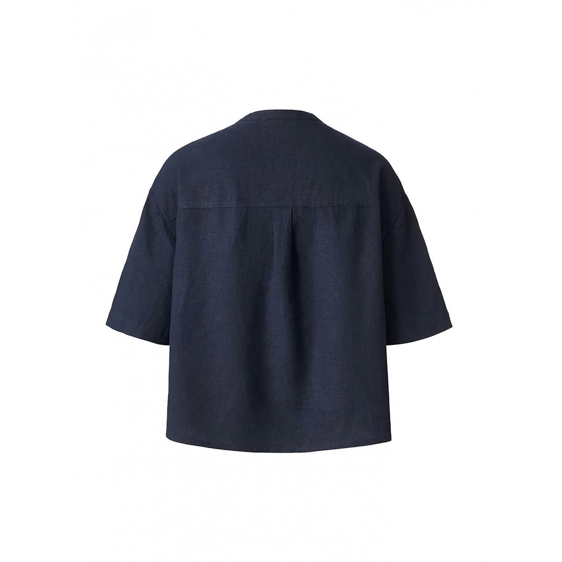 Дамска риза с къс ръкав, тъмносиня, 40