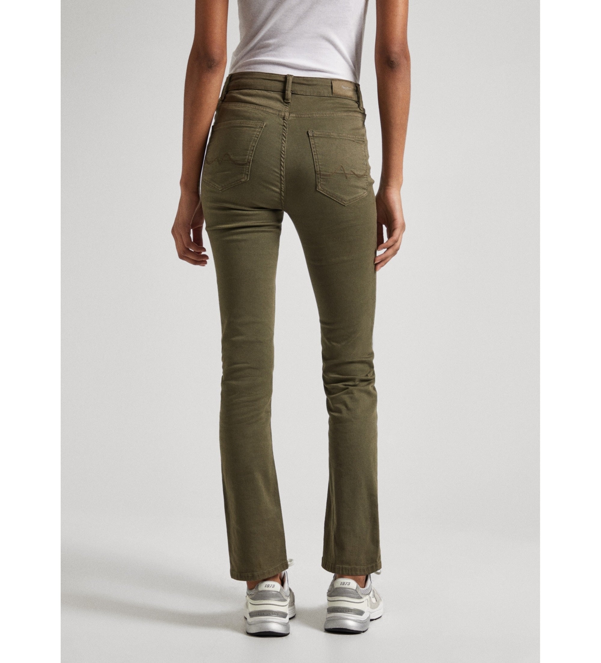 Дамски памучни дънки PEPE JEANS, маслинено зелени