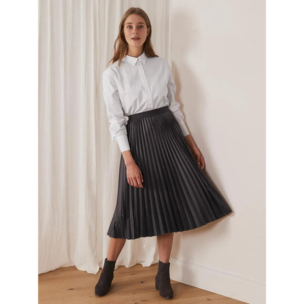 Плисирана дамска пола средна дължина, черна, 38