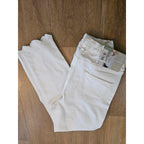 Прави тесни памучни дънки дължина 7/8, бели с бродерия на крачола, 36