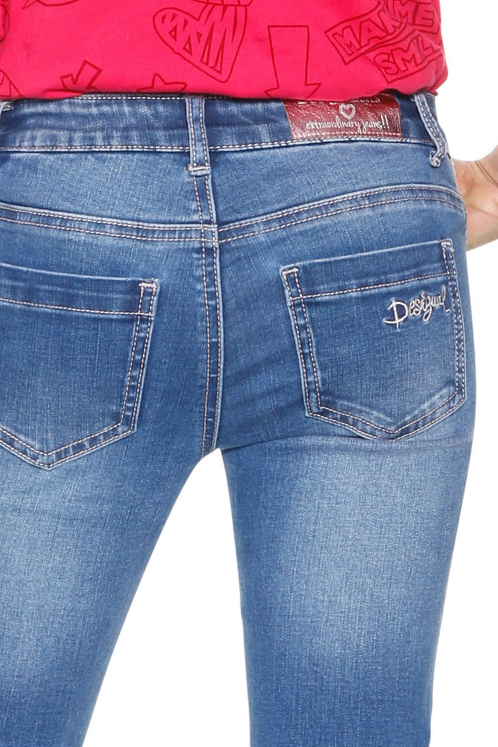 Детски дънки със звезди от пайети Desigual Casamian, сини
