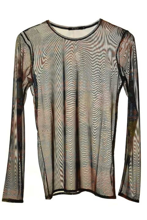 Desigual Дамска прозрачна блуза с дълъг ръкав